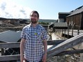Maurice standing in front of the bridge close to the mining museum in RÃ¸ros