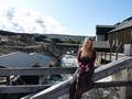 Anne-Gudrun on the bridge close to the mining museum in RÃ¸ros