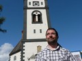 Me posing in front of the Lutheran church 