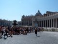 Long line to enter St. Peter\'s Basilica - we didn\'t want to stand in line in the heat
