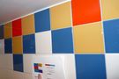 The colors in the bathroom matches our UMCN colors